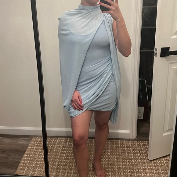 Light Blue Draped Dress - Picture 1 of 3